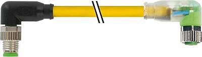 7000-88101-0100030 M8 male 90° / M8 female 90° A-cod. LED PVC 3x0.25 ye UL/CSA 0.3m - 1
