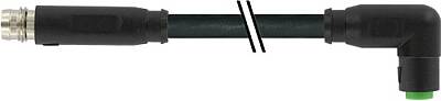 7000-88141-6100100 M8 male 0° / M8 female 90° A-cod. snap-in PVC 3x0.25 bk UL/CSA 1m - 1