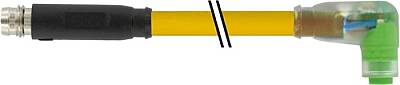 7000-88161-0300060 M8 male 0° / M8 female 90° A-cod. snap-in LED PUR 3x0.25 ye UL/CSA+drag ch. 0.6m - 1