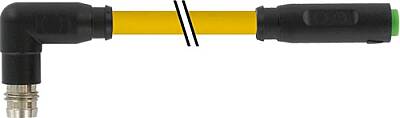 7000-88181-0300200 M8 male 90° / M8 female 0° A-cod. snap-in PUR 3x0.25 ye UL/CSA+drag ch. 2m - 1