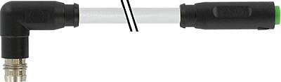 7000-88181-2500030 M8 male 90° / M8 female 0° A-cod. snap-in PUR 3x0.25 gy UL/CSA+robot+drag ch. 0.3m - 1
