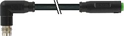 7000-88181-6100100 M8 male 90° / M8 female 0° A-cod. snap-in PVC 3x0.25 bk UL/CSA 1m