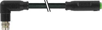 7000-88181-6100200 M8 male 90° / M8 female 0° A-cod. snap-in PVC 3x0.25 bk UL/CSA 2m - 1