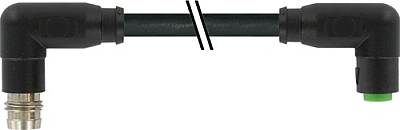 7000-88201-6300330 M8 male 90° / M8 female 90° A-cod. snap-in PUR 3x0.25 bk UL/CSA+drag ch. 3.3m - 1