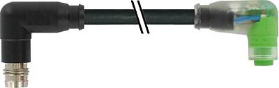 7000-88221-6100060 M8 male 90° / M8 female 90° A-cod. snap-in LED PVC 3x0.25 bk UL/CSA 0.6m - 1