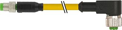 7000-88261-0100060 M8 male 0° / M12 female 90° A-cod. PVC 3x0.25 ye UL/CSA 0.6m - 1