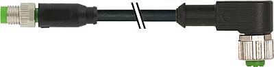 7000-88271-6310800 M8 male 0° / M12 female 90° A-cod. PUR 4x0.25 bk UL/CSA+drag ch. 8m - 1