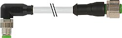 7000-88311-2510150 M8 male 90° / M12 female 0° A-cod. PUR 4x0.25 gy UL/CSA+robot+drag ch. 1.5m