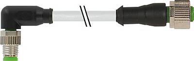 7000-88311-2510150 M8 male 90° / M12 female 0° A-cod. PUR 4x0.25 gy UL/CSA+robot+drag ch. 1.5m - 1