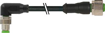 7000-88311-6310030 M8 male 90° / M12 female 0° A-cod. PUR 4x0.25 bk UL/CSA+drag ch. 0.3m - 1