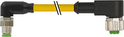 7000-88321-0300200 M8 male 90° / M12 female 90° A-cod. PUR 3x0.25 ye UL/CSA+drag ch. 2m - 1