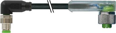 7000-88341-6300030 M8 male 90° / M12 female 90° A-cod. LED PUR 3x0.25 bk UL/CSA+drag ch. 0.3m - 1