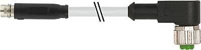 7000-88381-2100200 M8 male 0° snap-in/ M12 female 90° A-cod. screw-in PVC 3x0.25 gy UL/CSA 2m - 1