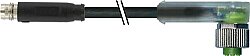 7000-88401-6300060 M8 male 0° snap-in/M12 fem. 90° A-cod.screw-in LED PUR 3x0.25 bk UL/CSA+drag ch. 0.6m