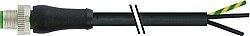 7000-P3001-P170100 M12 Power male 0° K-cod. with cable PUR 3x1.5 bk UL/CSA+drag ch. 1m