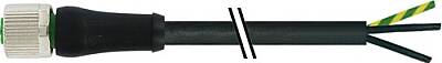 7000-P3021-P170200 M12 Power female 0° K-cod. with cable PUR 3x1.5 bk UL/CSA+drag ch. 2m - 1