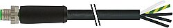 7000-P3201-P350750 M12 Power male 0° K-cod. with cable PUR 5x2.5 bk UL/CSA+drag ch. 7.5m