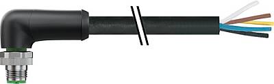 7000-P3211-P050150 M12 Power male 90° K-cod. with cable PUR 5x1.5 bk UL/CSA+drag ch. 1.5m - 1