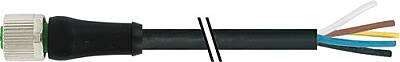 7000-P3221-P051000 M12 Power female 0° K-cod. with cable PUR 5x1.5 bk UL/CSA+drag ch. 10m - 1