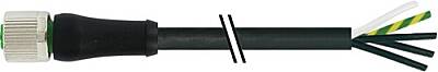 7000-P3221-P150500 M12 Power female 0° K-cod. with cable PUR 5x1.5 bk UL/CSA+drag ch. 5m - 1