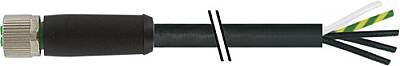 7000-P3221-P350150 M12 Power female 0° K-cod. with cable PUR 5x2.5 bk UL/CSA+drag ch. 1.5m - 1