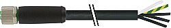 7000-P3221-P351000 M12 Power female 0° K-cod. with cable PUR 5x2.5 bk UL/CSA+drag ch. 10m