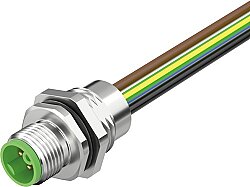 7000-P3282-9880050 M12 Power male recept. K-cod. front incl. nut PUR-wires 5x1.5 0.5m