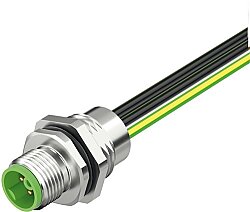 7000-P3282-9950100 M12 Power male recept. K-cod. front incl. nut PE-X-wires 5x2.5 UL 1m
