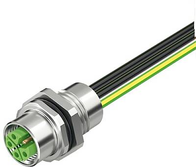 7000-P3292-9950050 M12 Power female recept. K-cod. front incl.nut PE-X-wires 5x2.5 UL 0,5m - 1