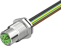 7000-P3295-9880100 M12 Power female recept. K-cod. rear PUR-wires 5x1.5 1m