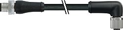 7000-P4151-P070150 M12 Power male 0° / female 90° L-cod. PUR 4x1.5 bk UL/CSA+drag ch. 1.5m