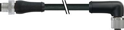 7000-P4151-P070500 M12 Power male 0° / female 90° L-cod. PUR 4x1.5 bk UL/CSA+drag ch. 5m - 1