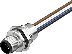 7000-P4182-9440020 M12 Power male recept. L-cod. incl. nut PUR-wires 4x1.5 0.2m