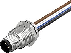 7000-P4185-9970020 M12 Power male recept. L-cod. rear PE-X-wires 4x2.5 UL 0,2m