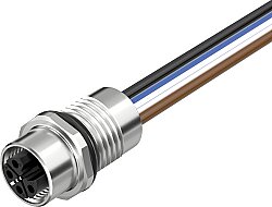 7000-P4191-9440030 M12 Power female recept. L-cod. front PUR-wires 4x1.5 0.3m