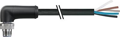 7000-P4211-P340150 M12 Power male 90° L-cod. with cable PUR 5x2.5 bk UL/CSA+drag ch. 1,5m - 1