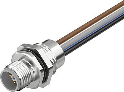 7000-P4282-9290100 M12 Power male recept. L-cod. front incl. nut PE-X-wires 5x2.5 UL 1m - 1