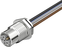 7000-P4295-9290020 M12 Power female recept. L-cod. rear PE-X-wires 5x2.5 UL 0,2m