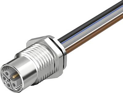 7000-P4295-9800300 M12 Power L-cod. 5pol. female recept. rear mount wires PUR 5x1.5 3m - 1