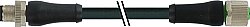 7000-P4751-P070020 M12 Power male 0° L-cod. / female 0° T-cod. PUR 4x1.5 bk UL/CSA+drag ch. 0,2m