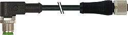 7000-P4846-5690300 M12 Power L-cod. female 0° / M12 A-cod. male 90° PUR 4x0.75 bk UL/CSA+drag ch. 3m
