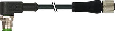 7000-P4846-5690500 M12 Power L-cod. female 0° / M12 A-cod. male 90° PUR 4x0.75 bk UL/CSA+drag ch. 5m - 1