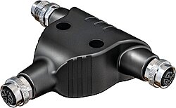 7000-P4901-0000000 T-Coupler M12 Power male L-cod. / 2x female L-cod. 5-pol.