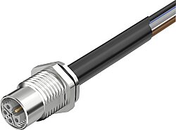 7000-P4997-P340200 M12 Power female recept. L-cod. rear PUR 5x2.5 bk UL/CSA+drag ch. 2m