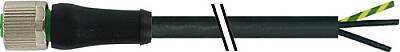 7000-P6021-P170030 M12 Power female 0° S-cod. with cable PUR 3x1.5 bk UL/CSA+drag ch. 0.3m - 1