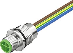 7000-P6281-9450020 M12 Power male recept. S-cod. front PUR-wires 4x1.5 0.2m