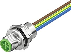 7000-P6282-9450100 M12 Power male recept. S-cod. front incl. nut PUR-wires 4x1.5 1m