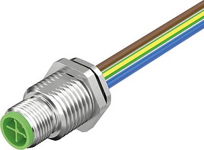 7000-P6285-9450020 M12 Power S-cod. 4pol. male recept. rear mount wires PUR 4x1.5 0,2m - 1
