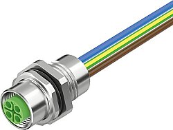7000-P6292-9450050 M12 Power female recept. S-cod. front incl. nut PUR-wires 4x1.5 0.5m