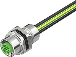 7000-P6292-9960050 M12 Power female recept. S-cod. front incl. nut PE-X-wires 4x2.5 UL 0,5m